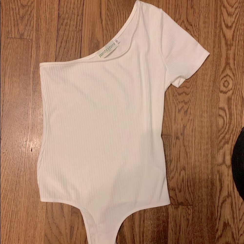 White one shoulder body suit!